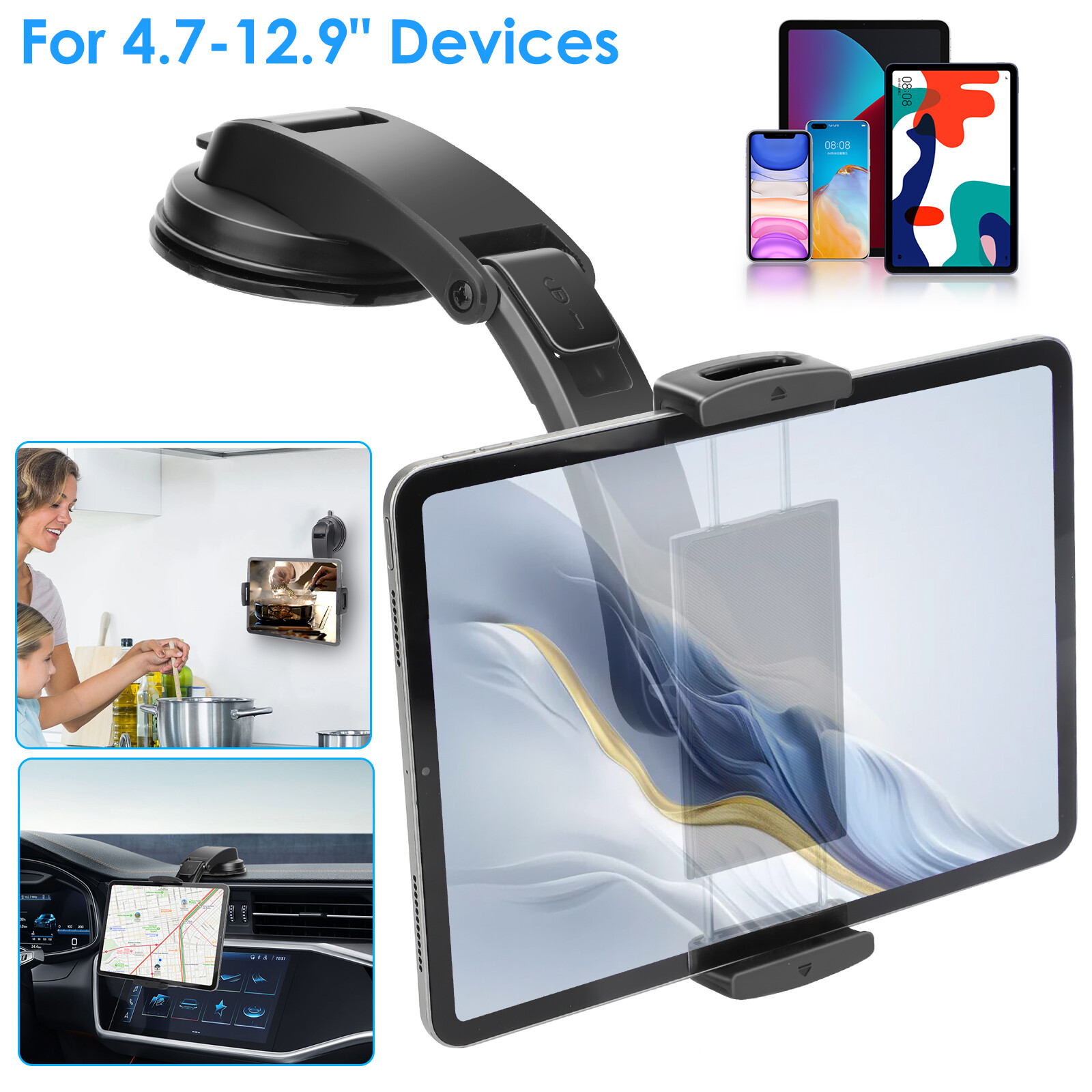 Car Phone Tablet Holder Suction Cup Windshield Dashboard Mount for iPhone iPad