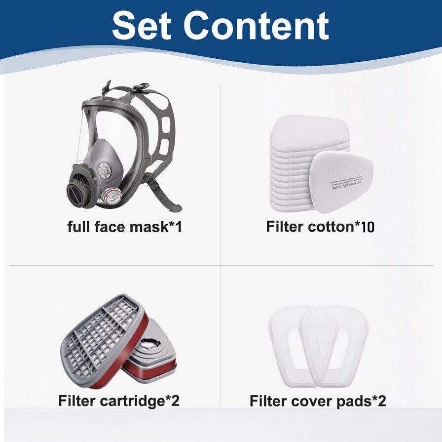 Full Face Gas Mask Painting Spraying Respirator w/Filters Set for 6800 Facepiece