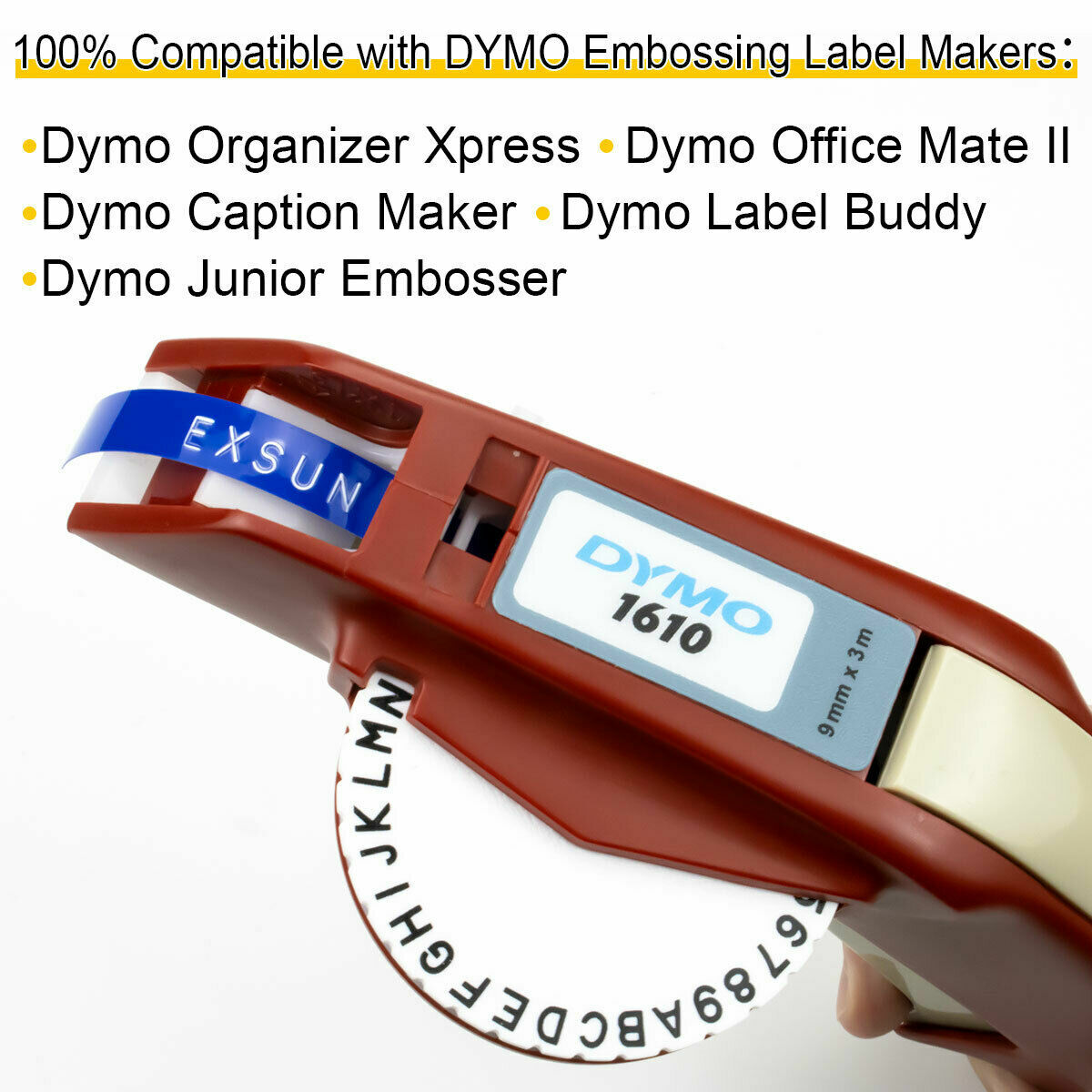 5PK Dymo 3D Embossing Label Tape 9mm for Dymo Organizer Xpress Label Maker 3/8"