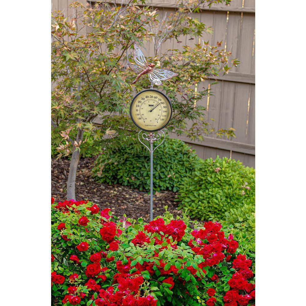 Dragonfly Outdoor Thermometer Garden Stake and Backyard Decor