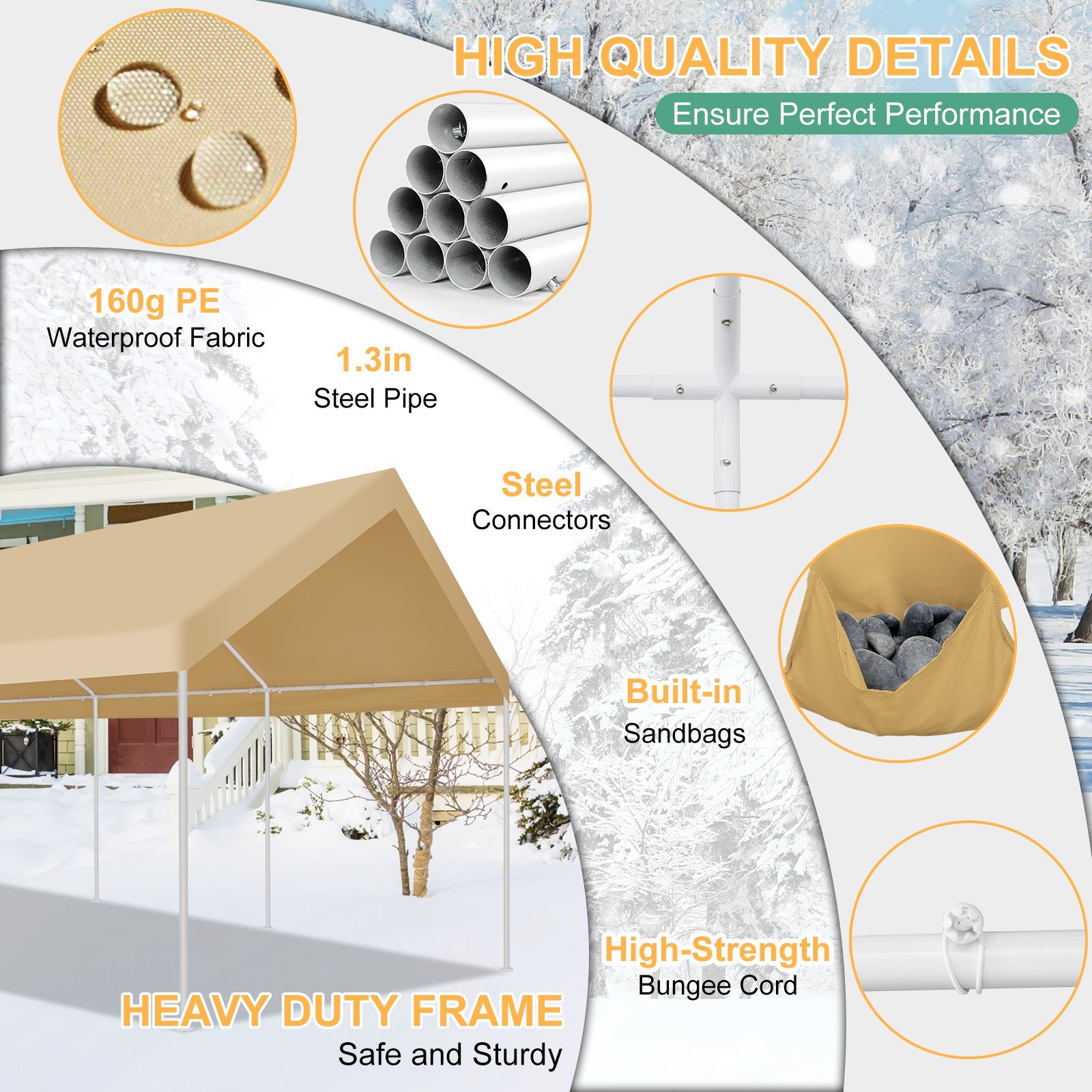 12x20 Carport Canopy Shelter Garage Heavy Duty Outdoor Tent