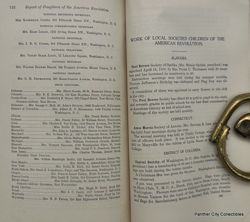 1910 Report National Society Daughters of the American Revolution DAR Americana