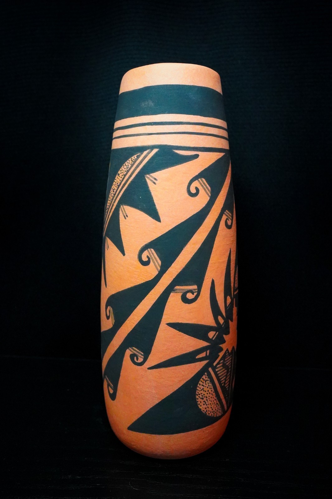 Signed W Polacca Hopi-Tewa Style Vase 7.75” Nampeyo Inspired Black on Red 1982