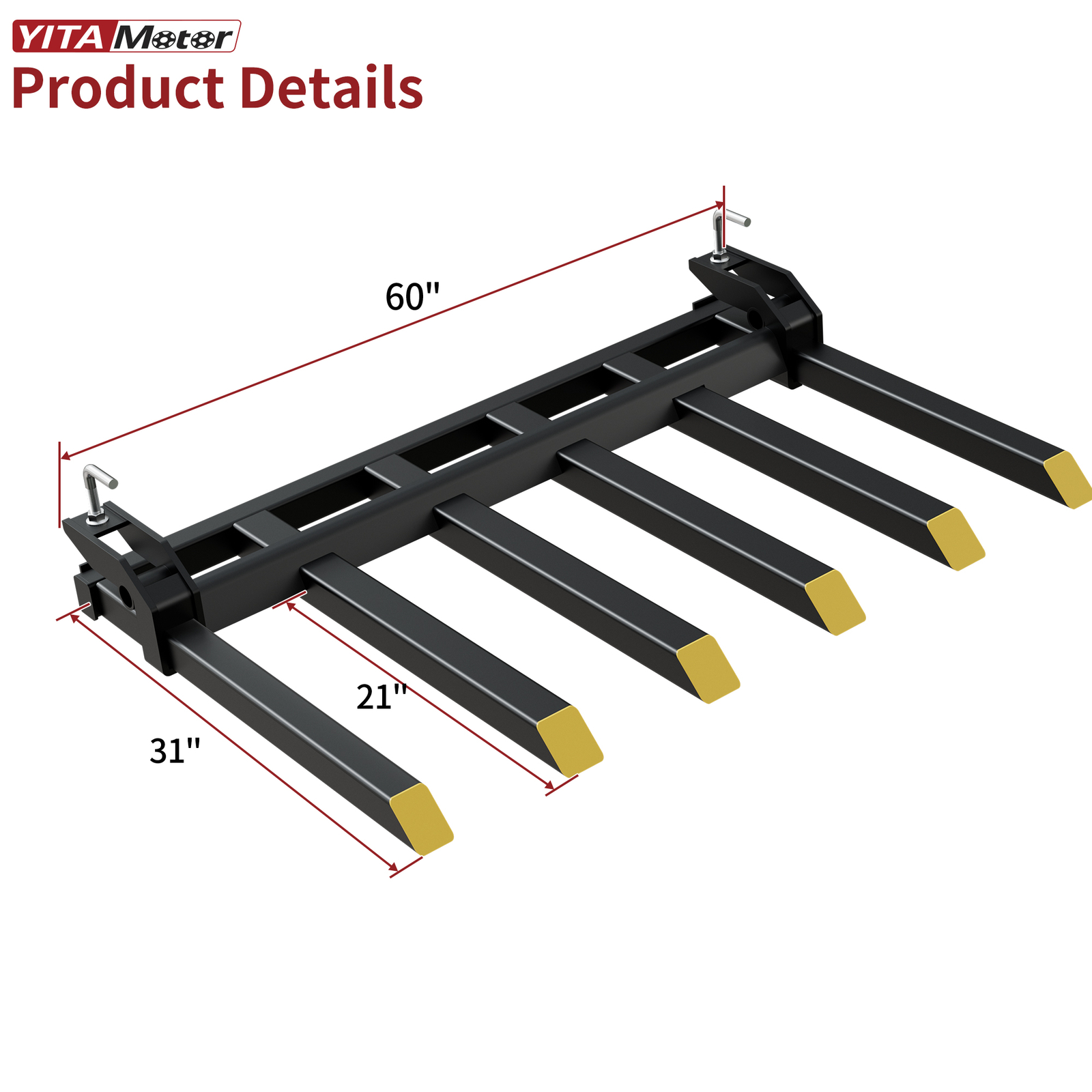 Clamp on Debris Forks 60" Bucket 4000 LBS Capacity Pallet Fork Bucket Attachment
