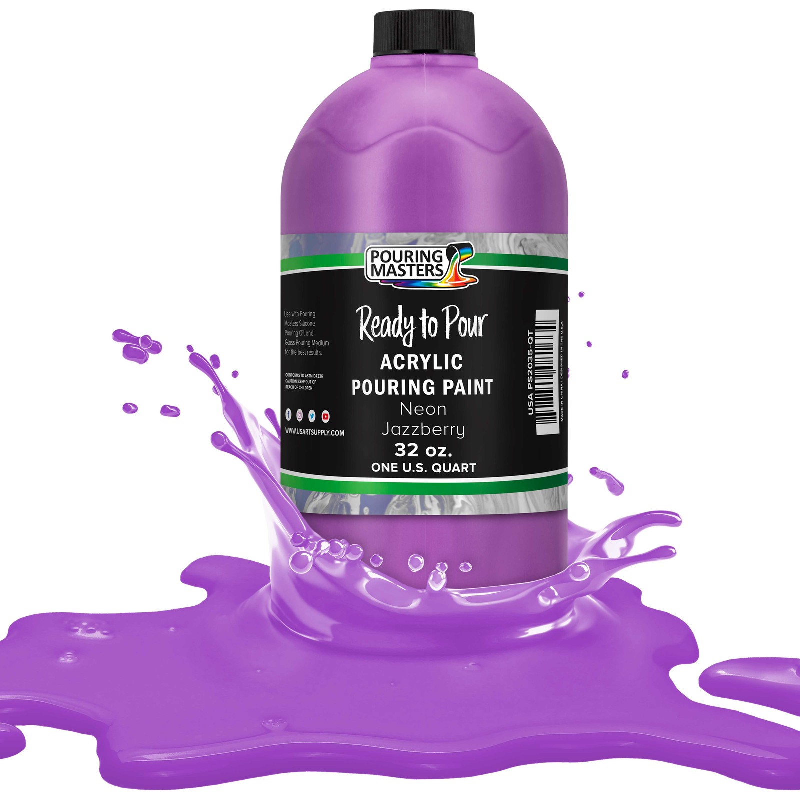 Pouring Masters Neon Jazzberry 32-Ounce (Quart) Acrylic Pouring Paint