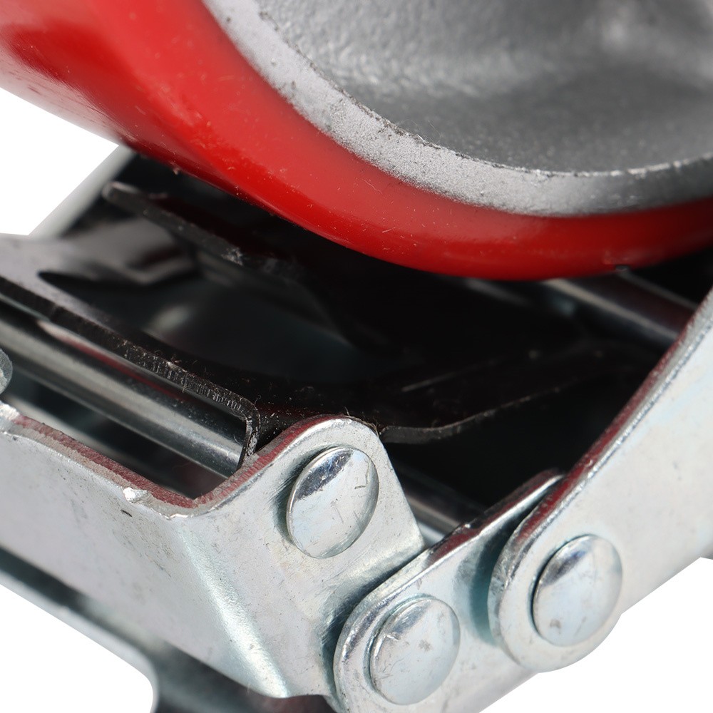 4 Pack 6 Inch Swivel Plate Total Lock Brake Heavy Duty Red Caster Wheels