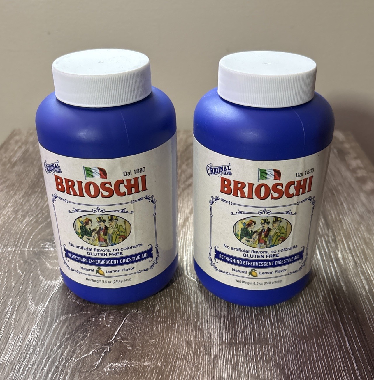 Brioschi Italian Lemon Flavored Effervescent Heartburn Aid, 8.5 Oz - 2 PACK