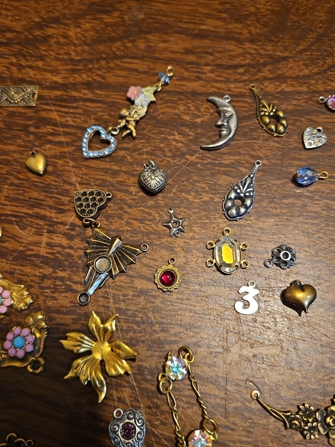 Lot Of 50 Mixed Parts Pcs France Vintage 60s Brass Stampings Findings Jewelry 13
