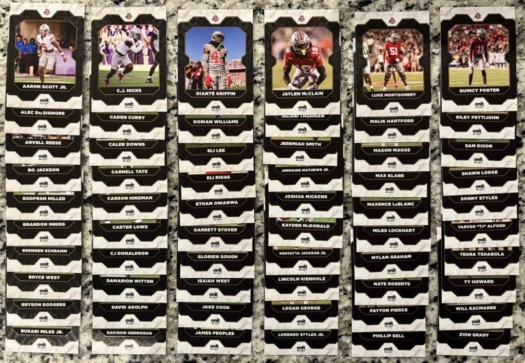 2025 Onit Black Series Ohio State Buckeyes Football Complete 60 Card Base Set