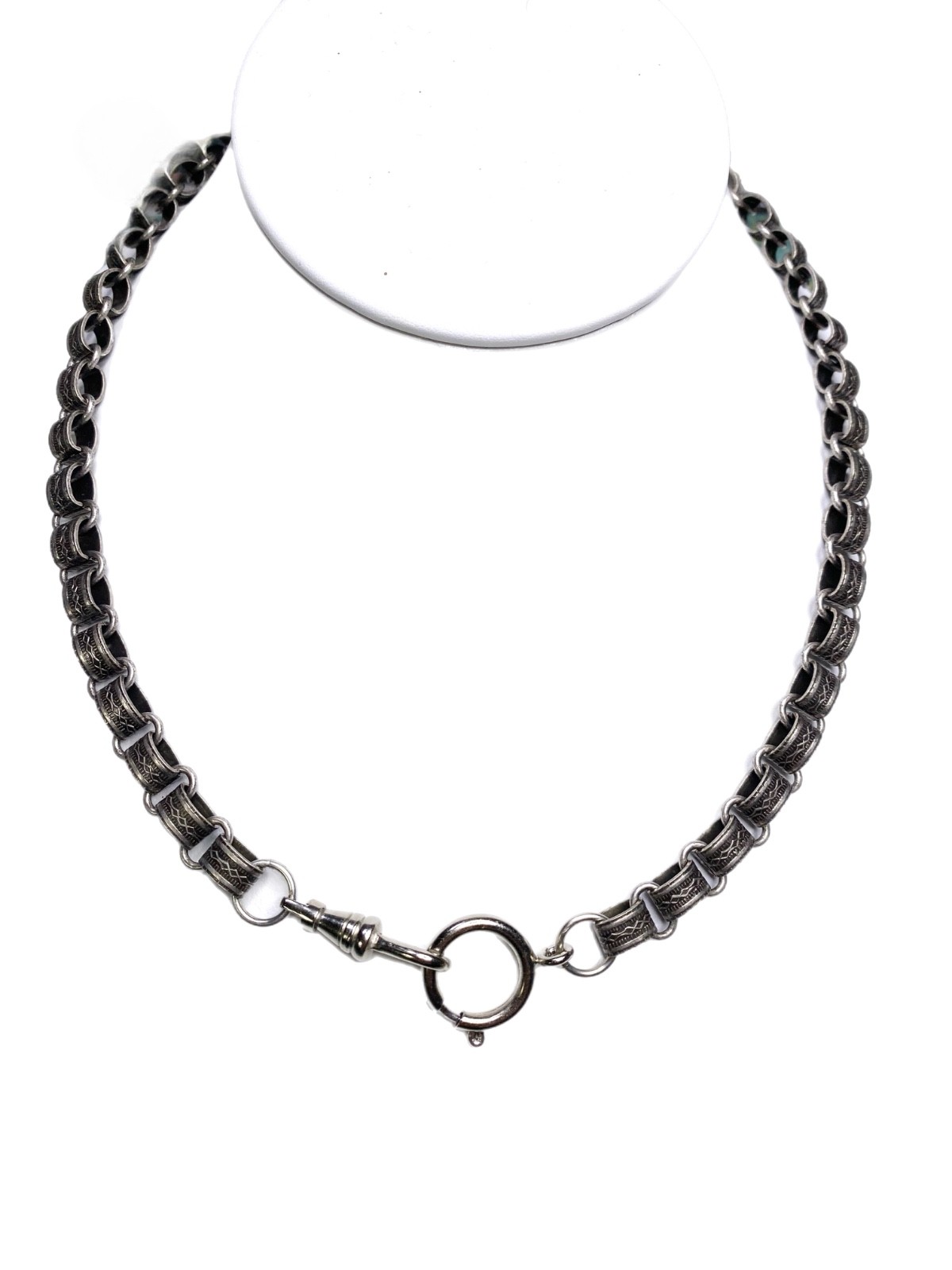 LUX Chunky Pocket Watch Chain/ Book Chain Necklace, Silver Tone, 18”