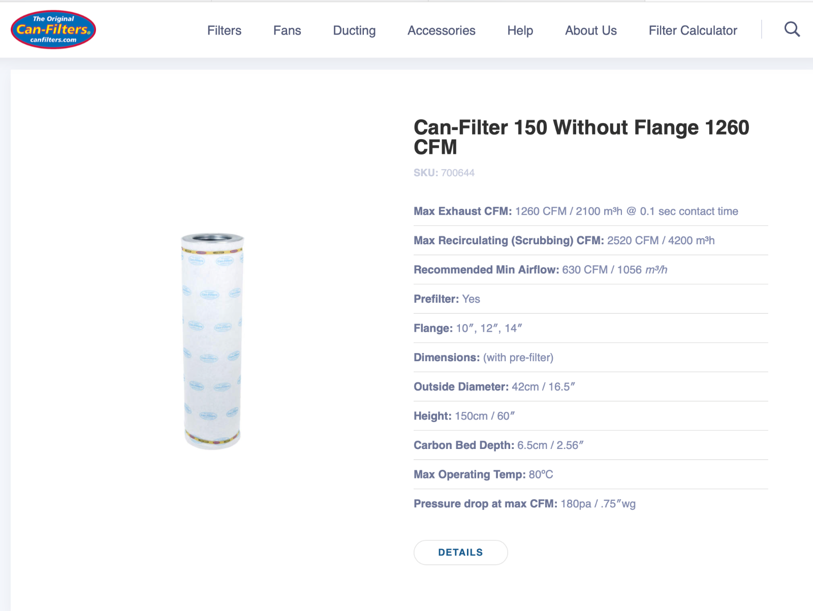 Can-Filter 150 Carbon Filter Activated Carbon Air Filter Can Filter