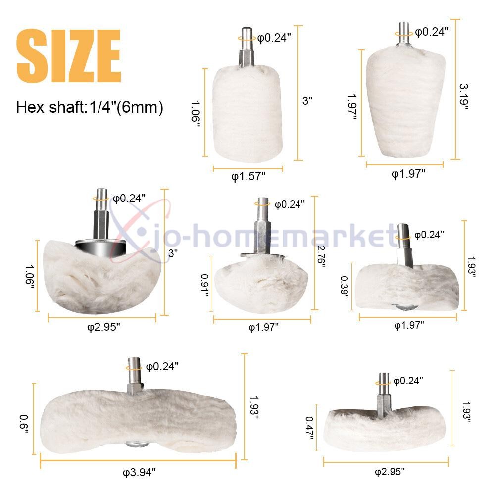 7PCS Cotton Buffing Wheel Kit for Drill Rotary Tool Aluminum Metal Polishing Pad