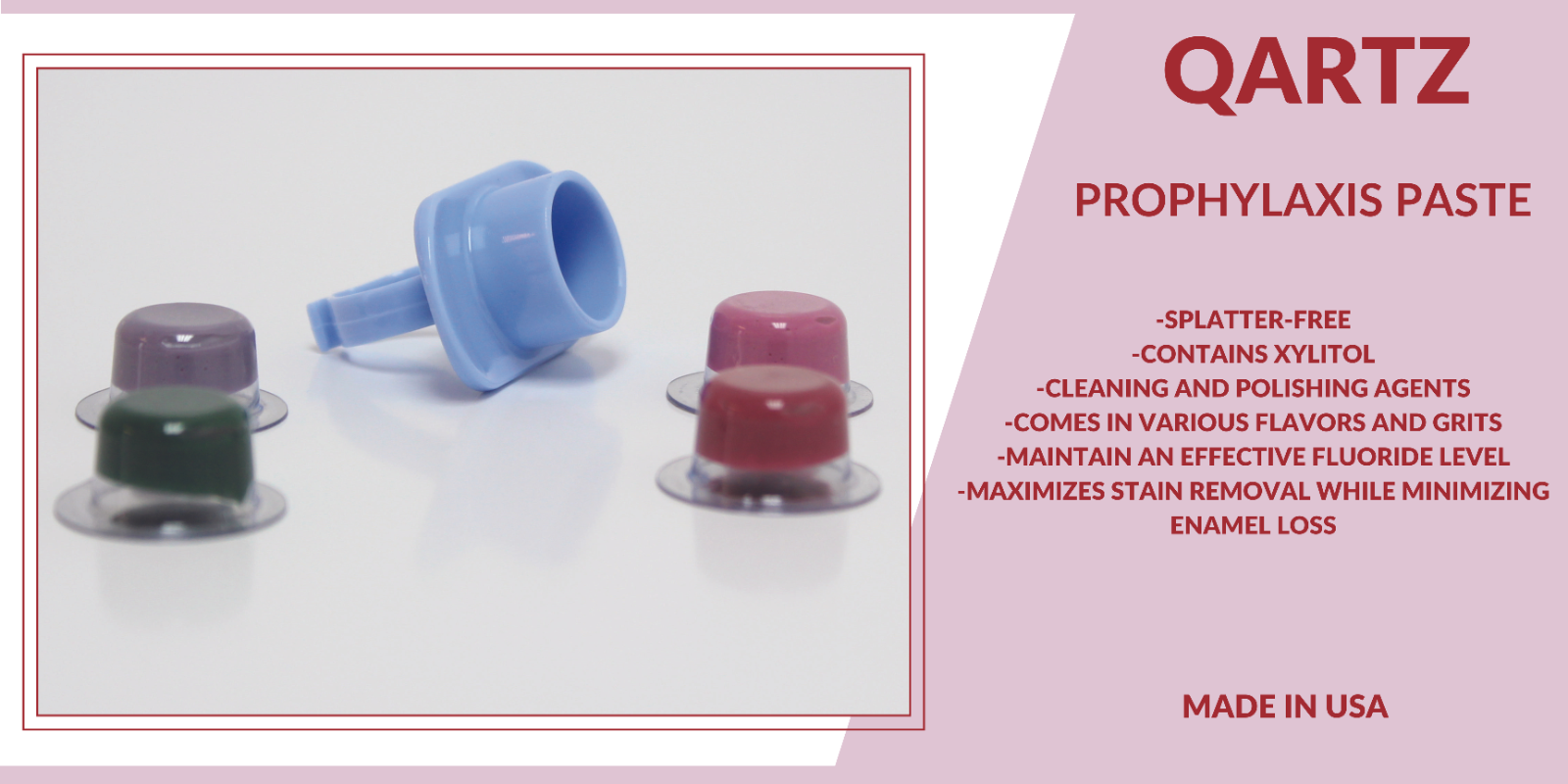 QARTZ PROPHY PASTE CUPS ASSORTED MEDIUM 200/BOX DENTAL NON SPLATTER W/FLOURIDE