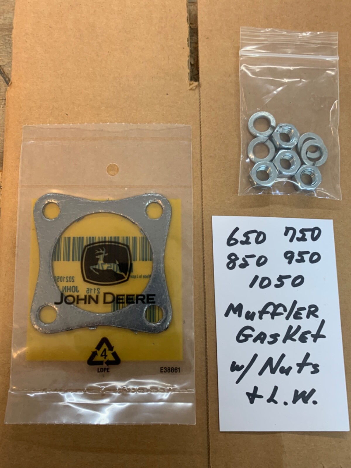 John Deere 650/ 750/ 850/ 950/ 1050 Muffler Gasket w/ Hardware