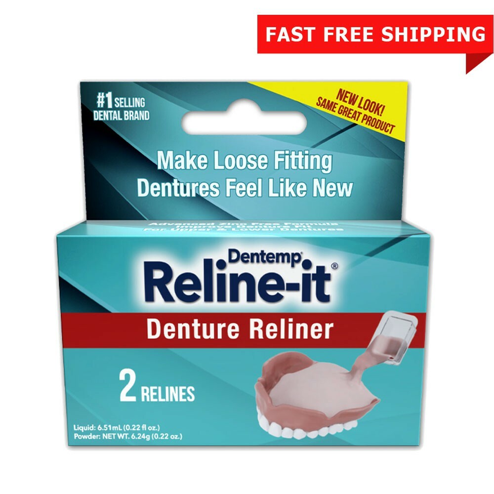 Dentemp Reline-it Denture Reline Kit Reliner For Upper Lower Dentures Zinc Free