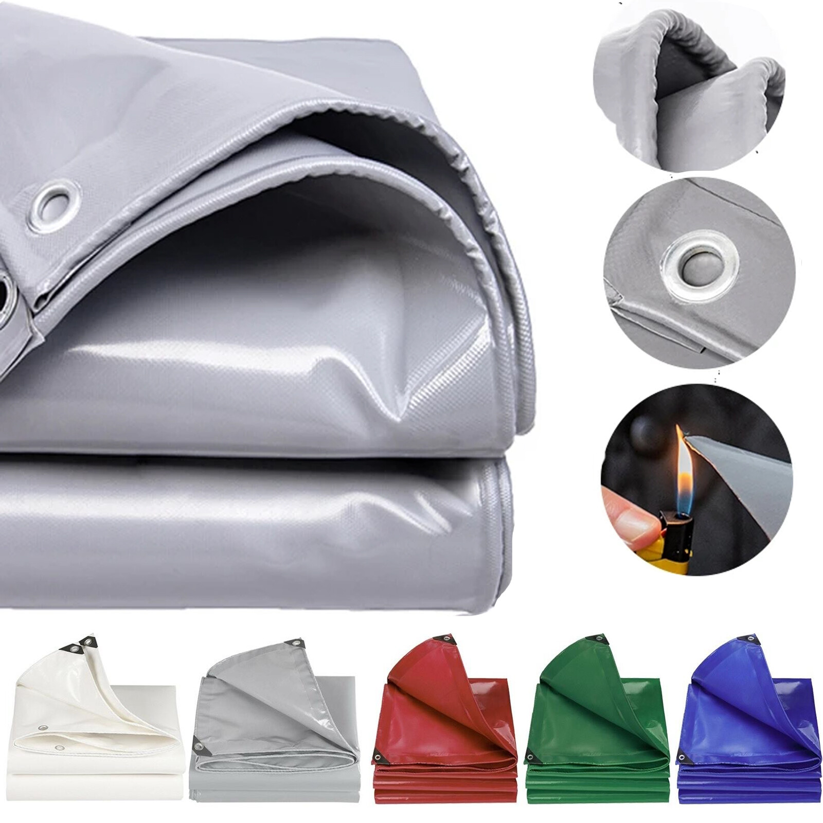 30'x20' Large 20Mil PVC Tarp Extreme Heavy Duty Coated Tarpaulin Canopies Shade