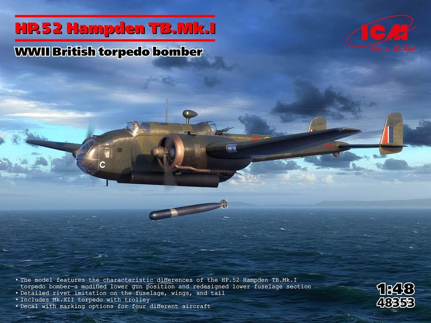 ICM 48353 WWII British torpedo bomber HP.52 Hampden TB.Mk.I 1/48
