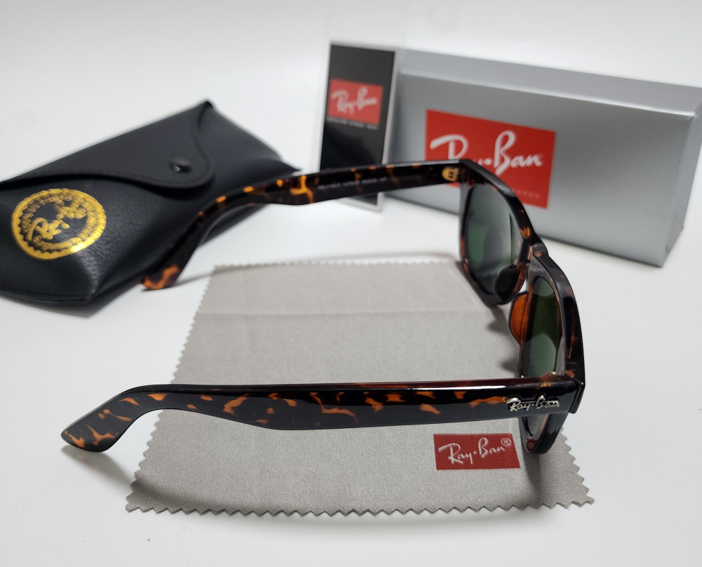 Ray-Ban RB2140 Wayfarer Classic Sunglasses Tortoise Brown Frame Glass Green Lens