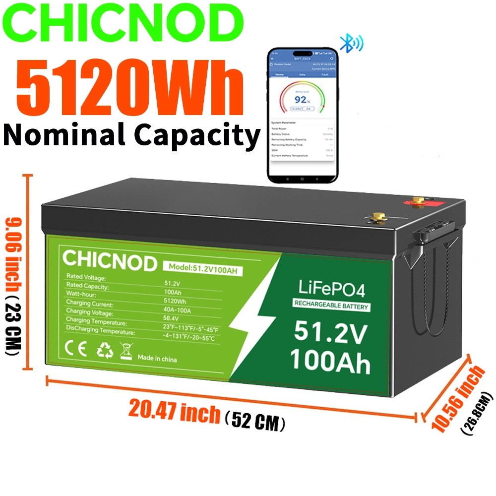 48V/51.2V 100Ah LiFePO4 Lithium Battery Built-in BMS Deep Cycle For RV Golf Cart
