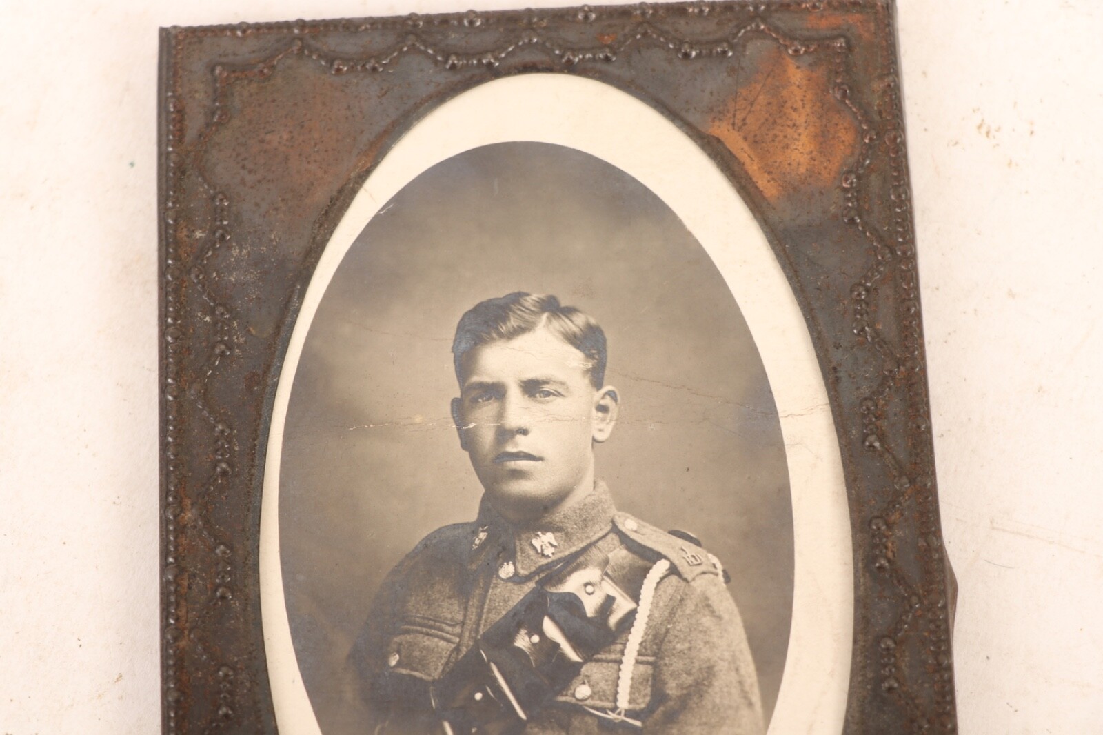 b217 Framed Real Photo Postcard of Unknown English Soldier WWI Period