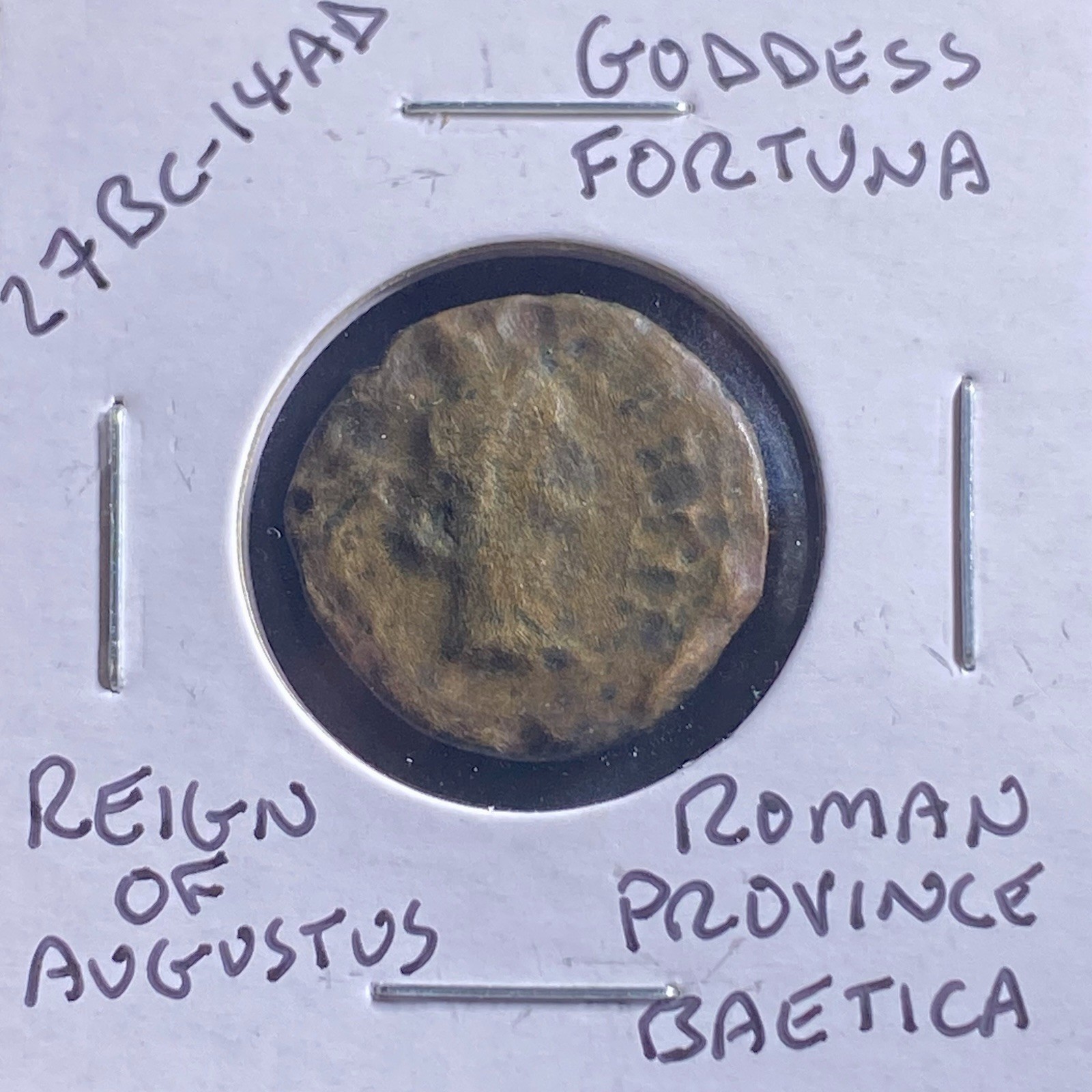 Neptune and Goddess Fortuna Roman Provincial 27BC-14AD Reign of Augustus Coin
