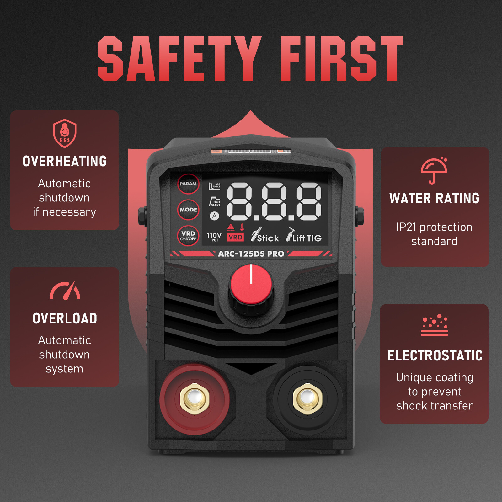 YESWELDER 125A Stick Welder w/ Lift TIG - IGBT Hot Start, 110V Portable MMA