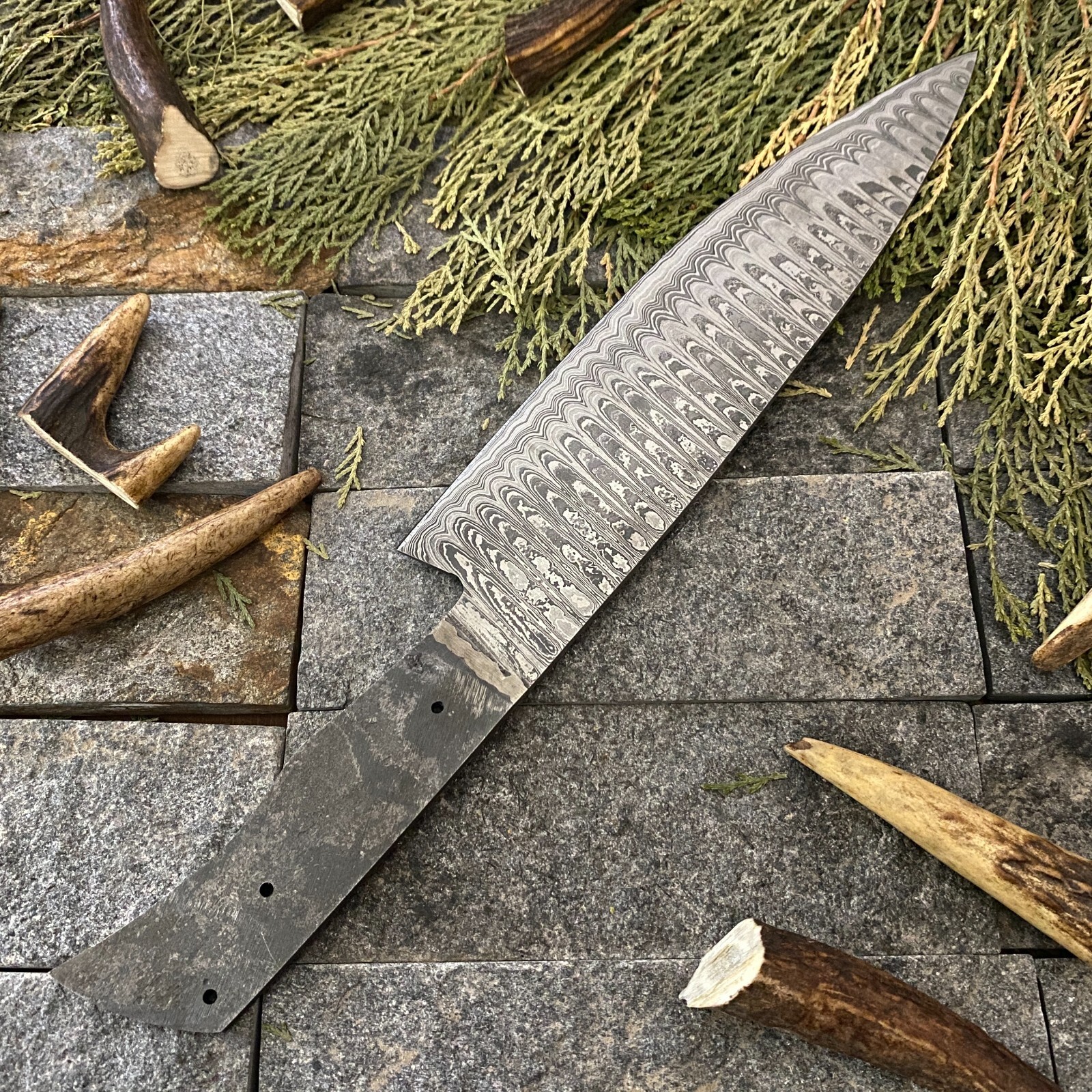 12”CUSTOM HAND FORGED Damascus Steel Chef knife Blank Blade Knife Making Supply