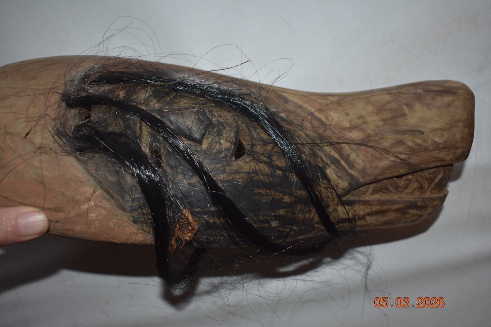 BEAUTIFUL RARE INUIT TRANSFORMATION SHAMANS MASK, head on wolf, 15", 1900S