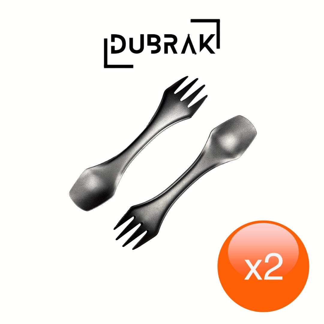 Dubrak Titanium Spork Set for Camping, Hiking, Hunting, and Survival