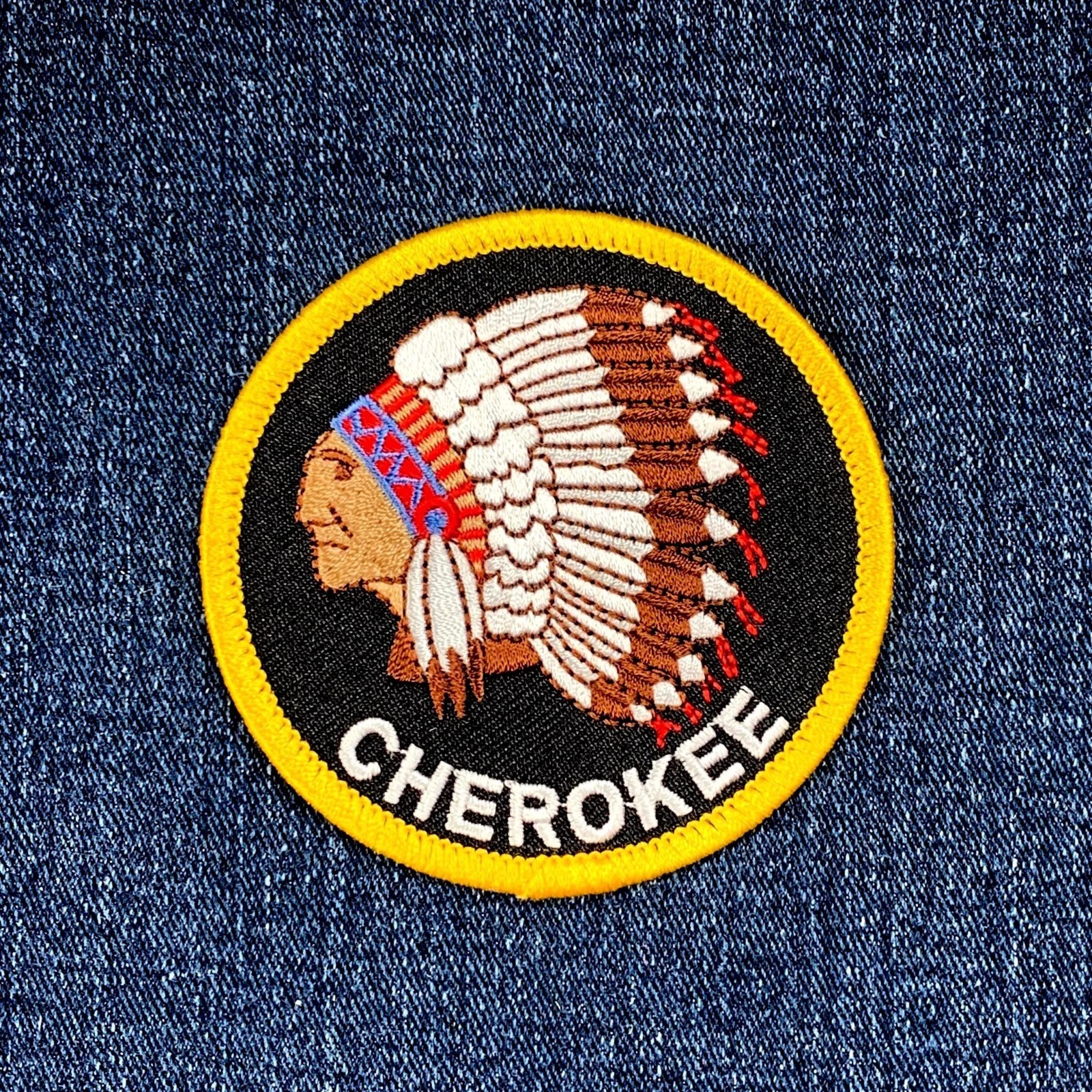 Cherokee Patch - Embroidered Headdress Badge 3" (Iron On)