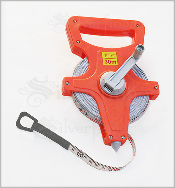 100 Foot Fiberglass Measuring Tape Measure Reel — Landscaping Building Surveying