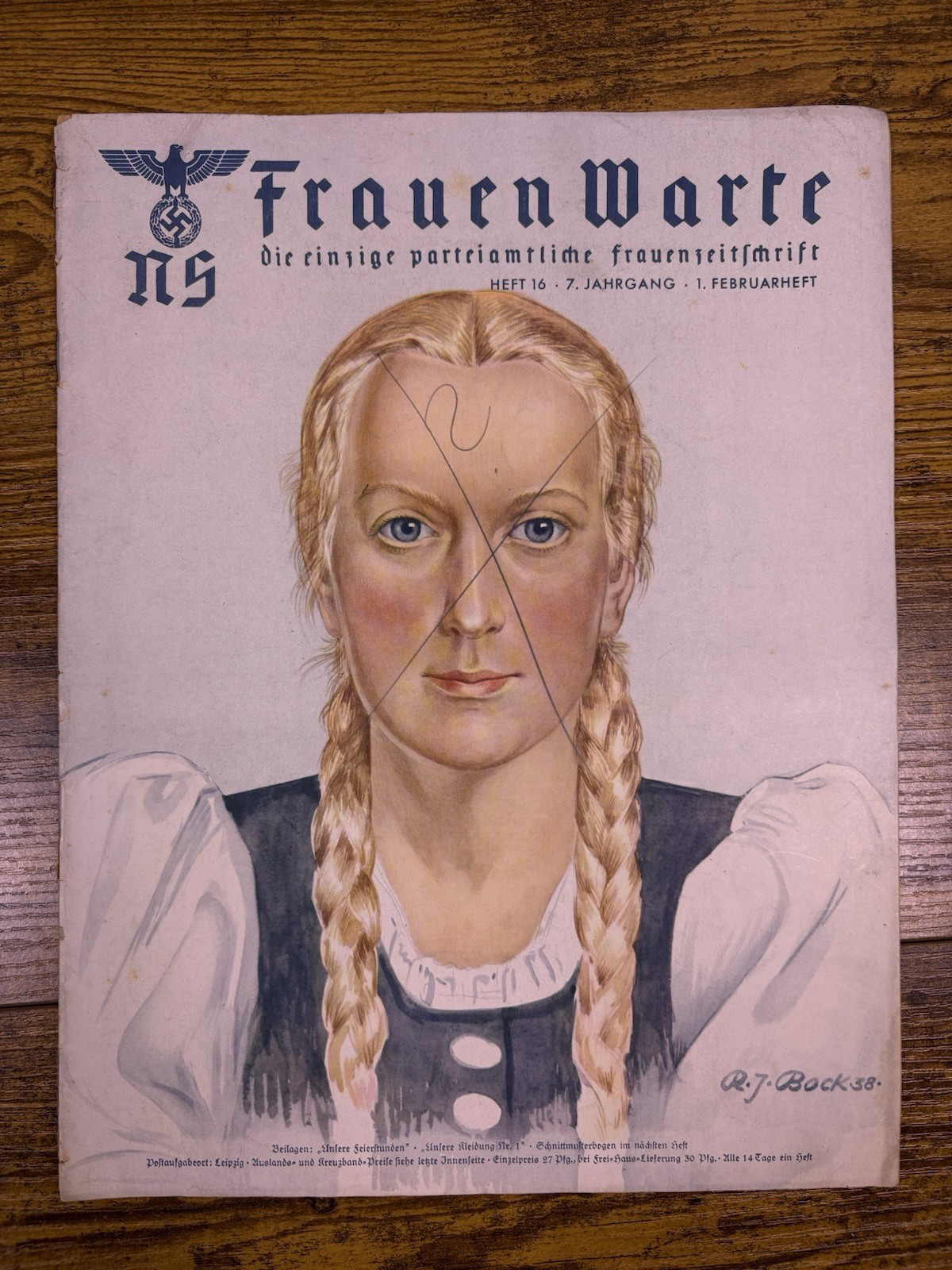 WWII NS Frauer Warte #16 7th Year German Women’s Watch Magazine W/ Illustration