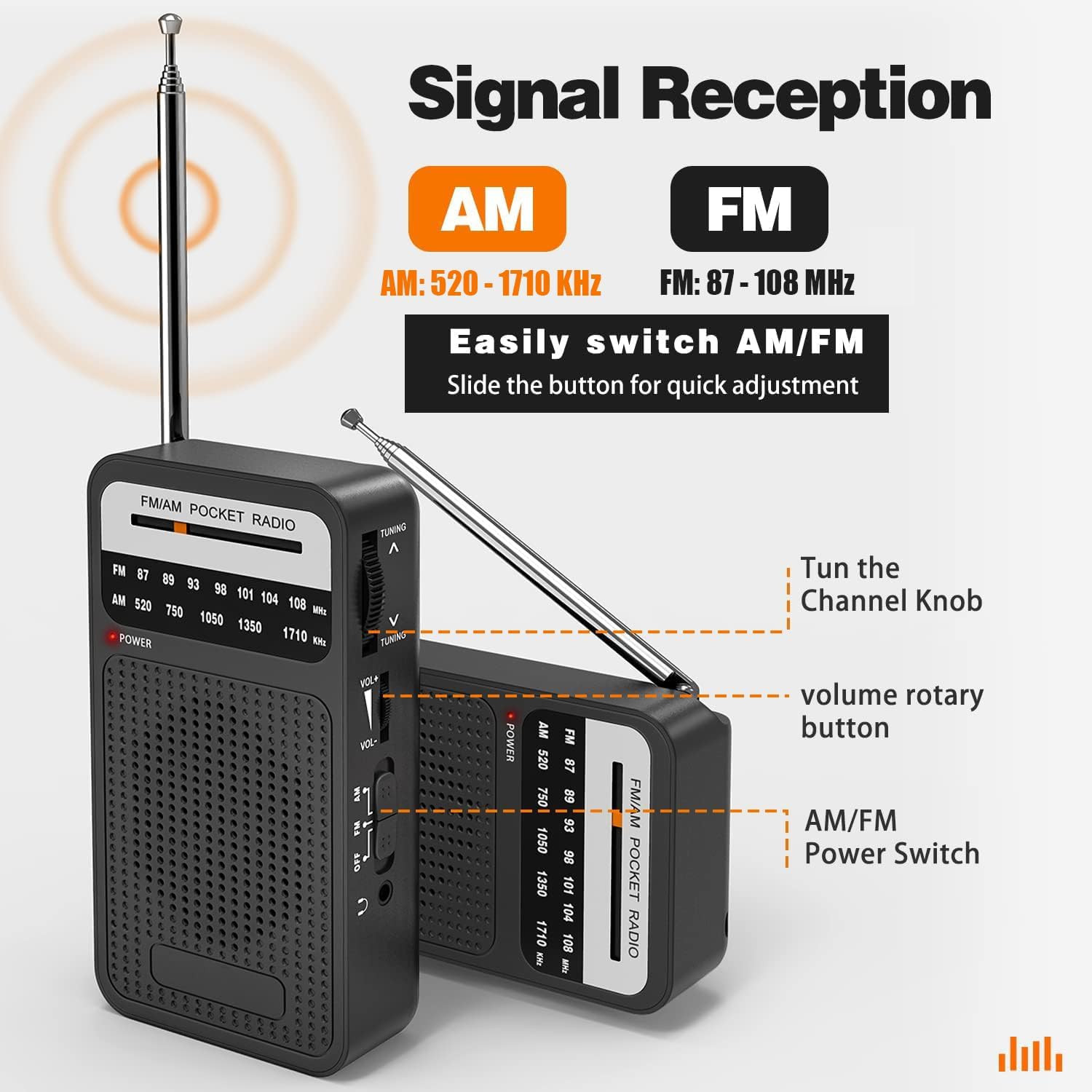 Portable Radio AM FM with Long Range Reception, Goodes Transistor Radio with Lou