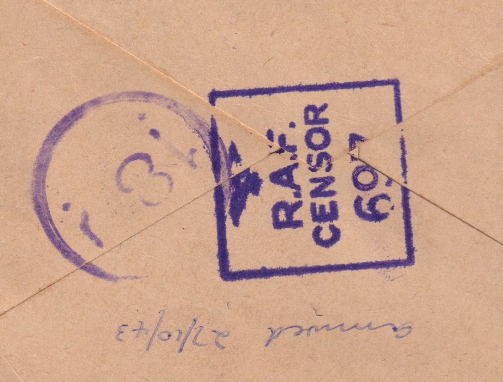 WW2 RAF CENSOR Field Post Office 164 CYPRUS YMCA Found Open Cover Base CENSOR