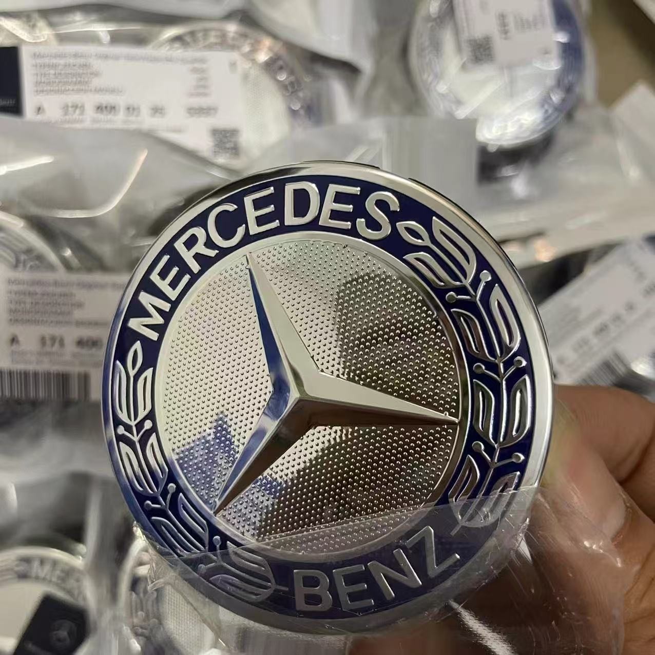 4PCS For Mercedes Benz Wheel Center Caps Badge Emblem Blue Rim Hub Cover 75mm