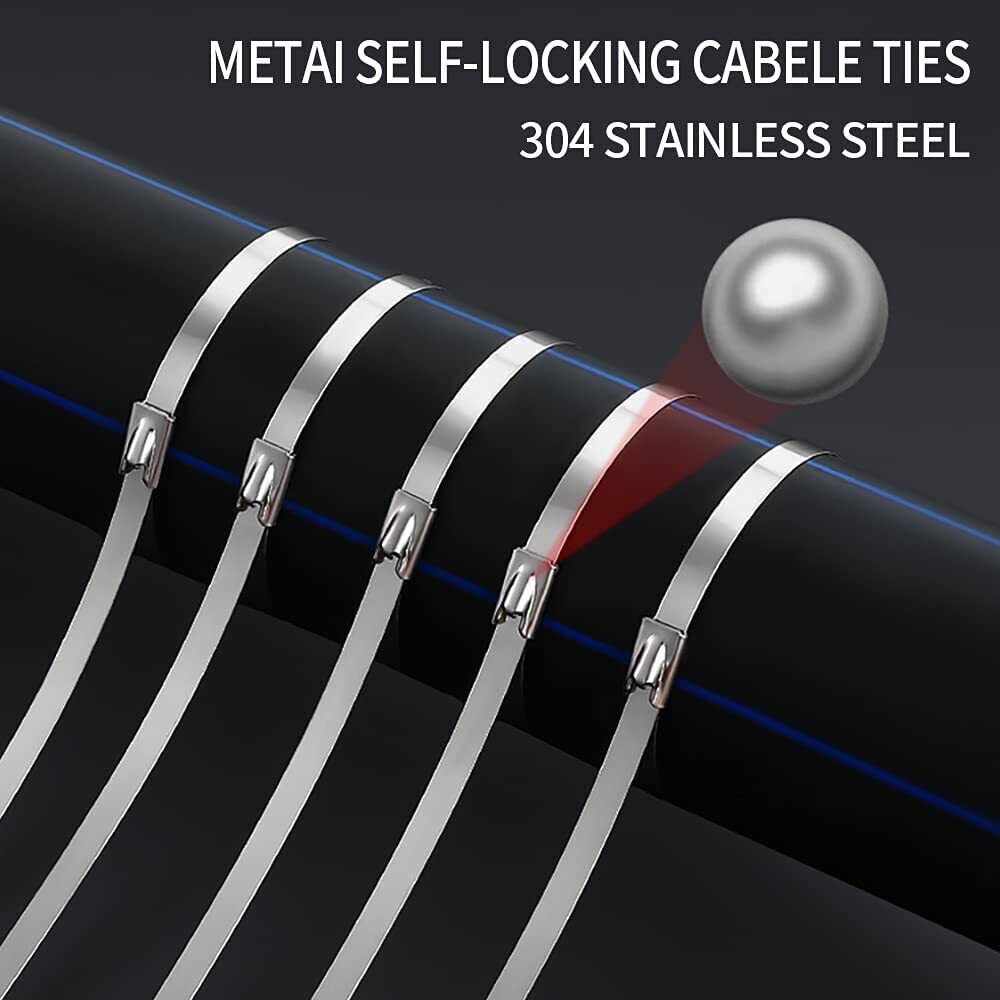 100PCS Metal Zip Ties Stainless Steel Heavy Duty Self-Locking Cable Ties Lock US