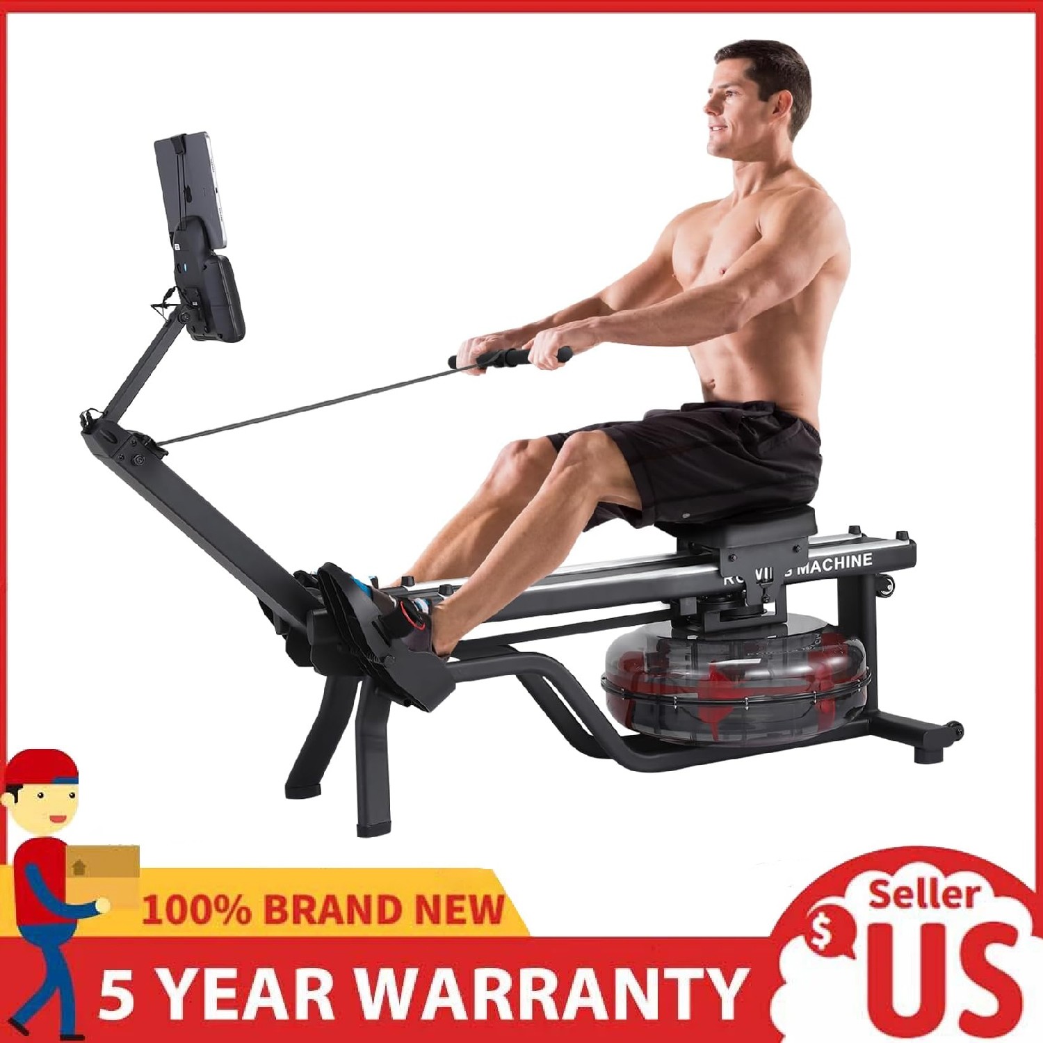Water Rowing Machines ,380 LBS Foldable Rower Machine for Full Body Workout Home