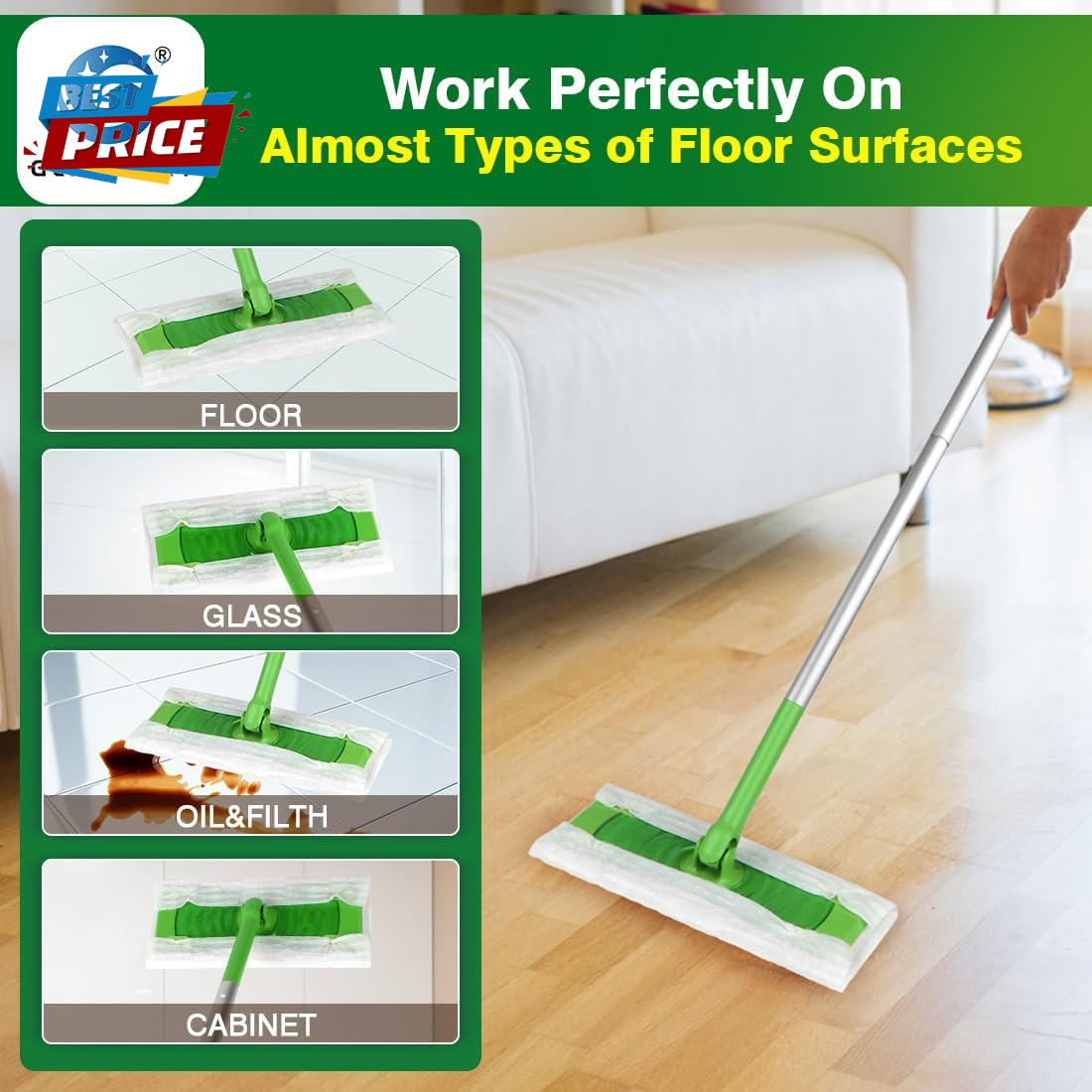 Dry Sweeping Cloths Pads Compatible with Swiffer Sweeper- Disposable Duster Refi