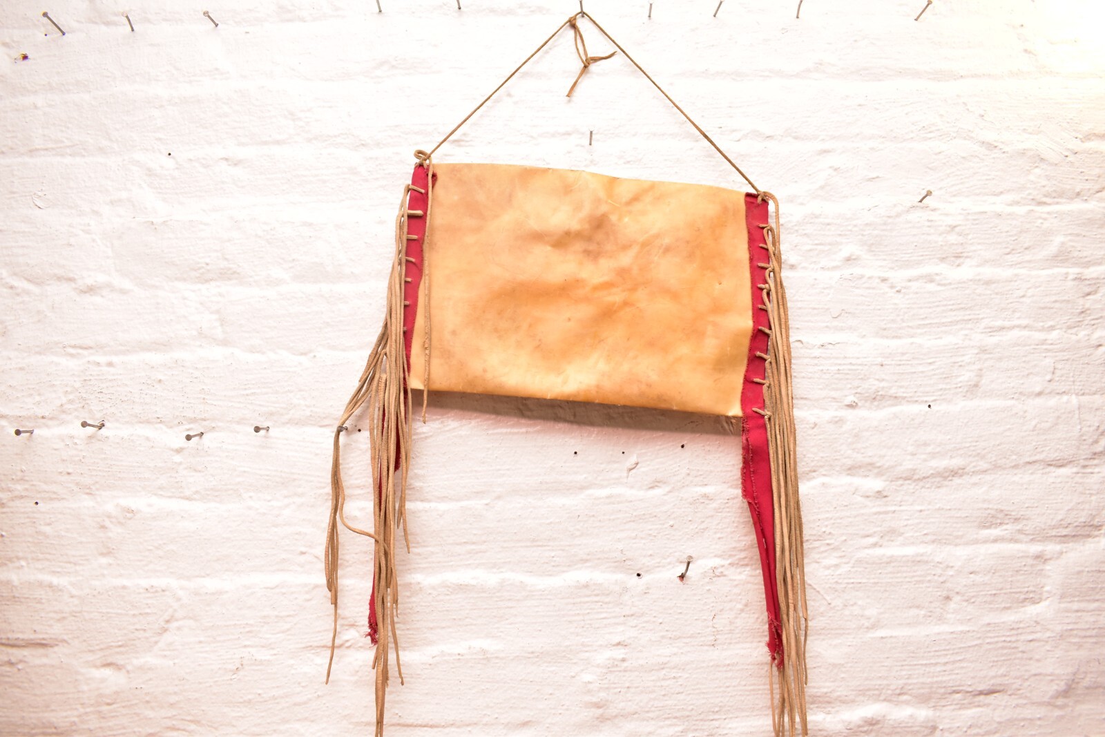 Native American Lakota Sioux Indian Painted Rawhide Parfleche Bag pouch VTG 14"=