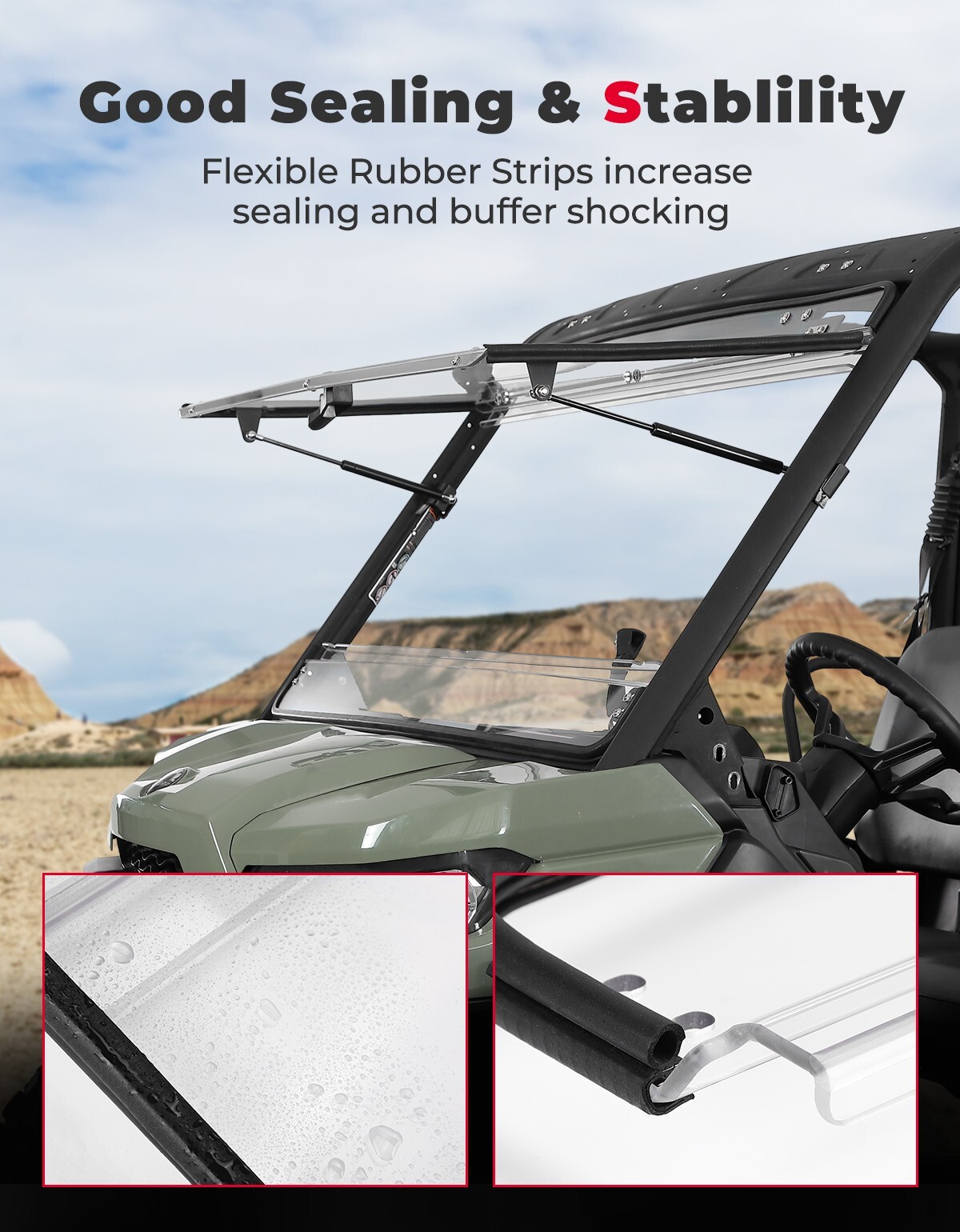 Scratch Resistant Front Flip Windshield for Can Am Defender HD 5/8/10/ MAX 2016+