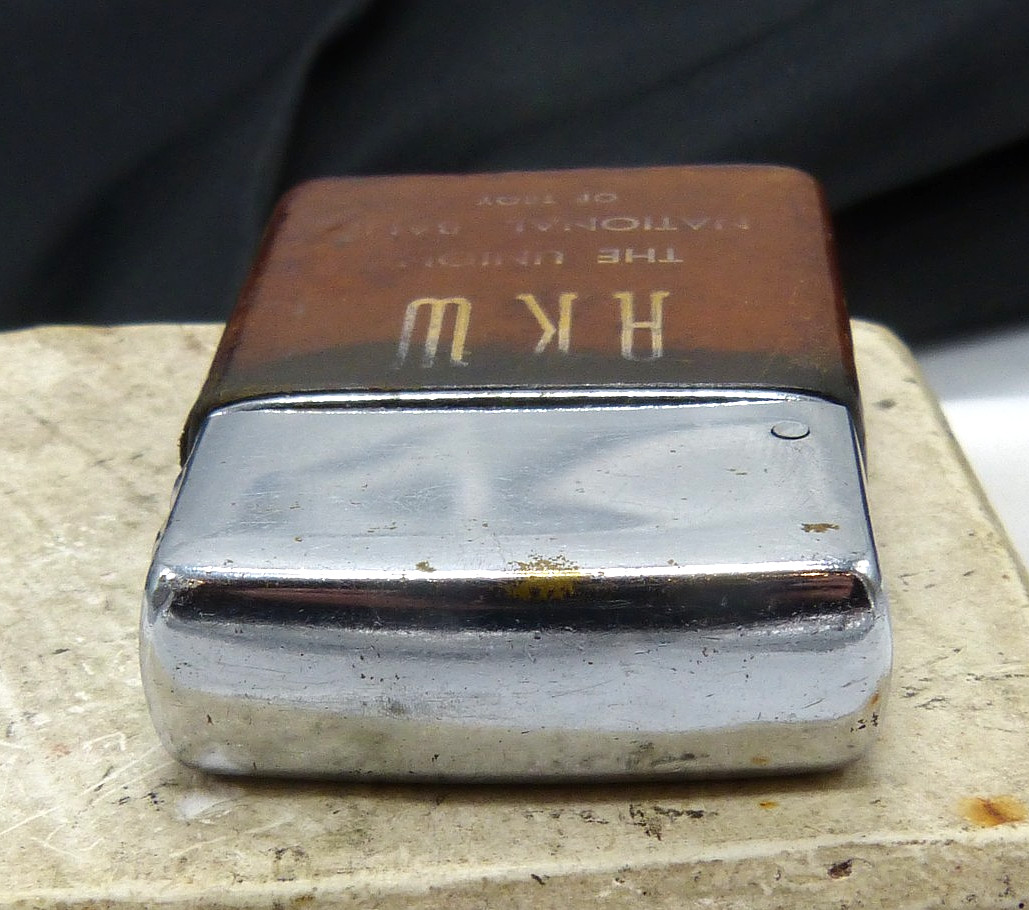 Vintage Wind Master Advertising Lighter Union National Bank Troy NY - Leather