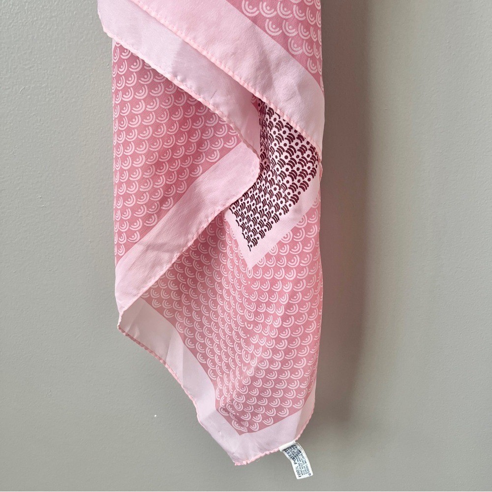 Vintage Scarf Square Retro Mod Feminine Spring Pink Burgundy Classic Office 70s