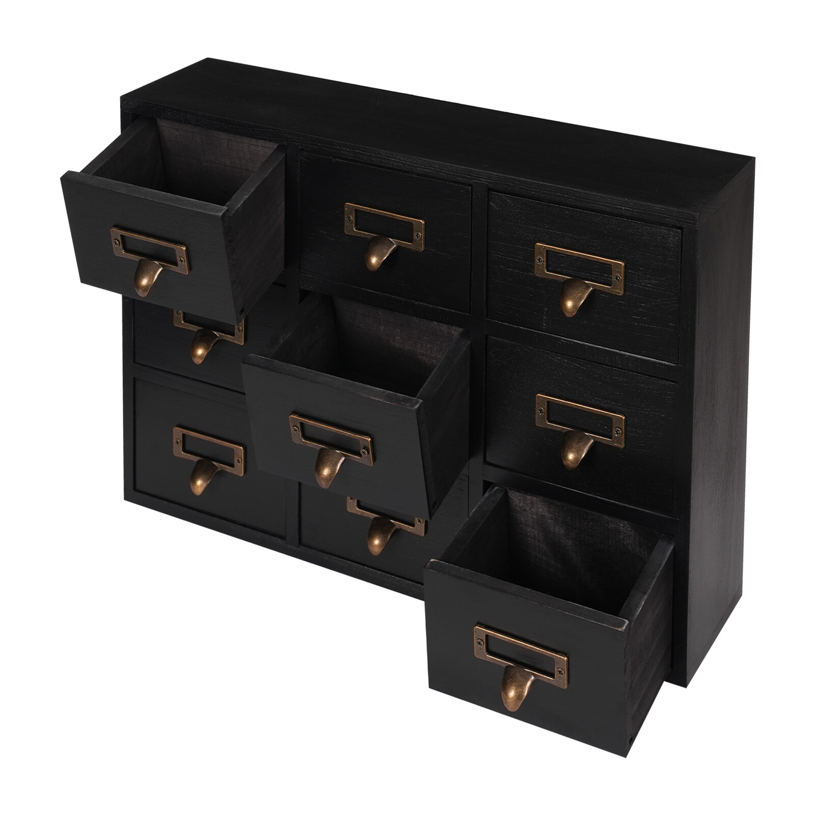 Apothecary Chest Cabinet, Wooden Medicine Drawer Organizer Box With 9 Drawer