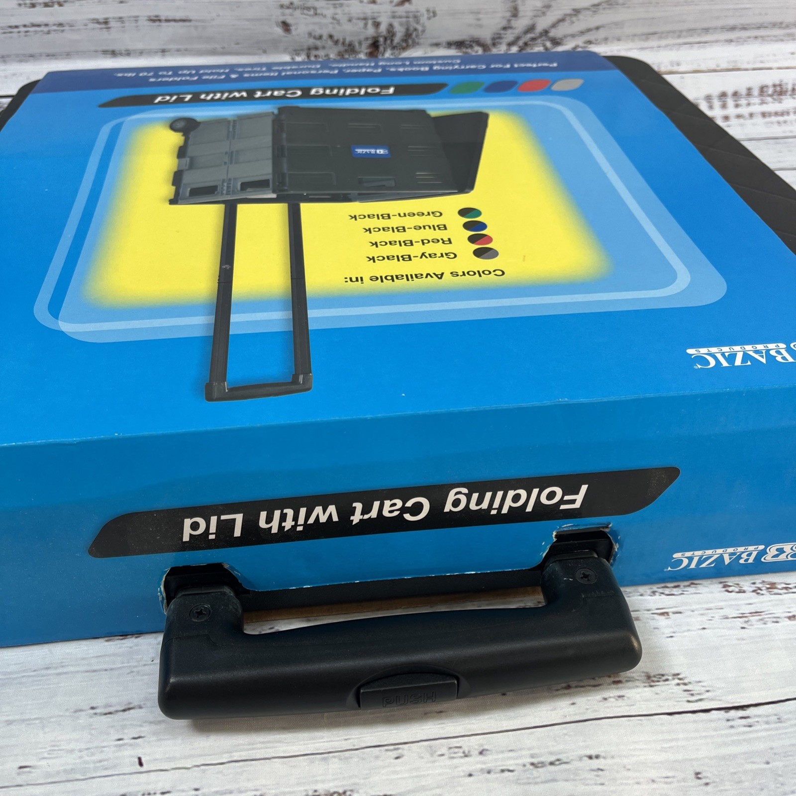 Bazic Folding Cart on Wheels w/Lid Cover 16" x 18" x 15" Black/Gray 2196