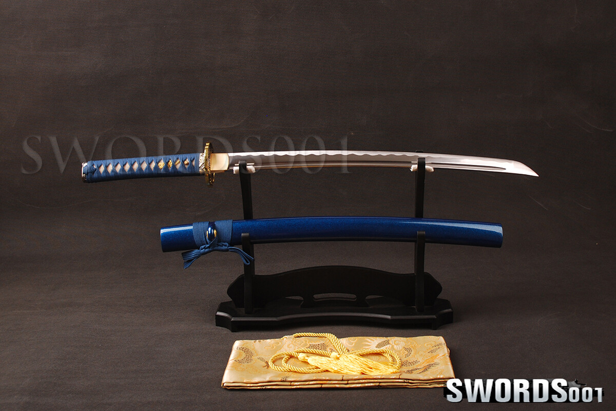 Noble Blue Japanese Wakizashi T10 Carbon Steel Real Sharp Blade Samurai Sword
