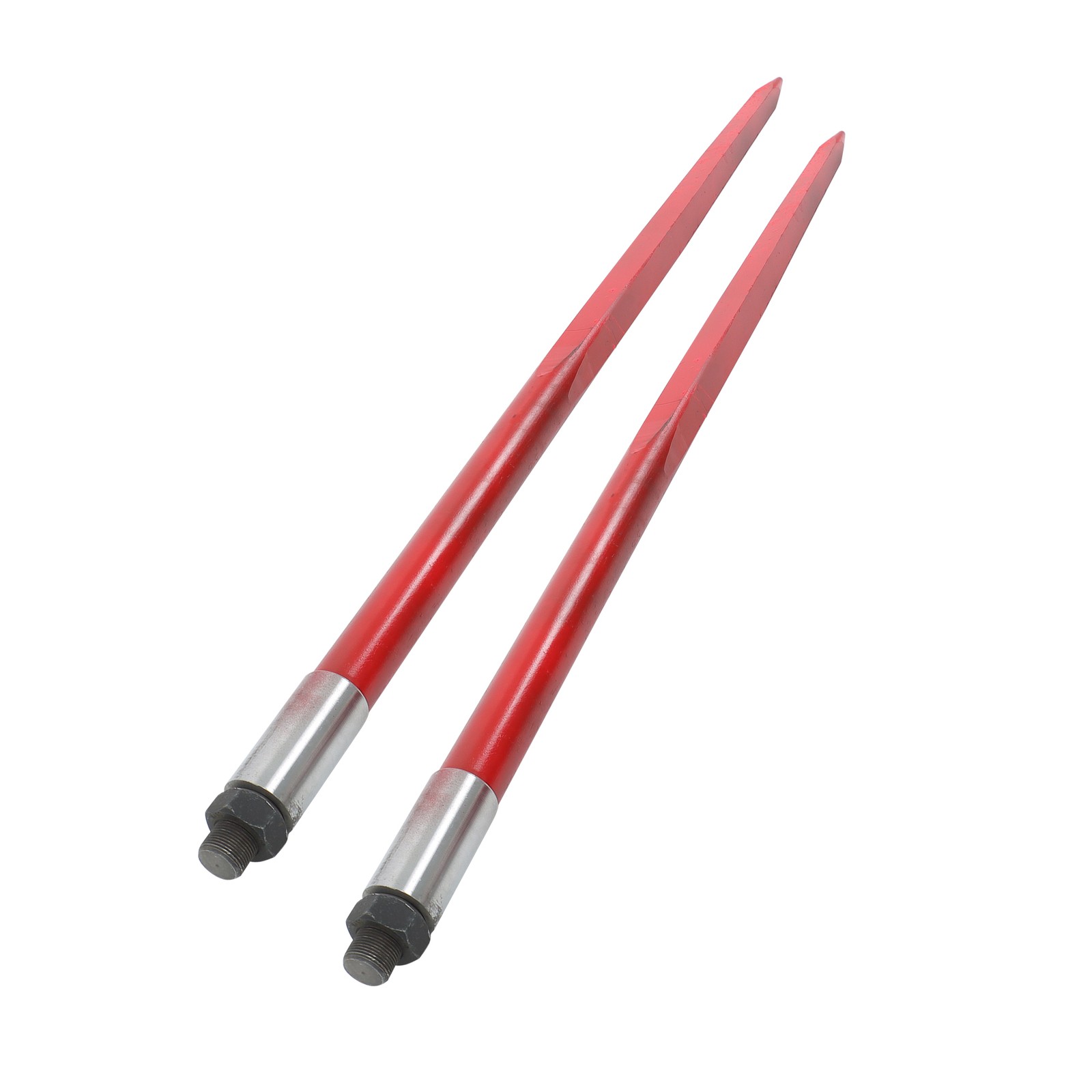 2Pcs Hay Bale Spear 49in Tractor Loader Spike Fork, Red