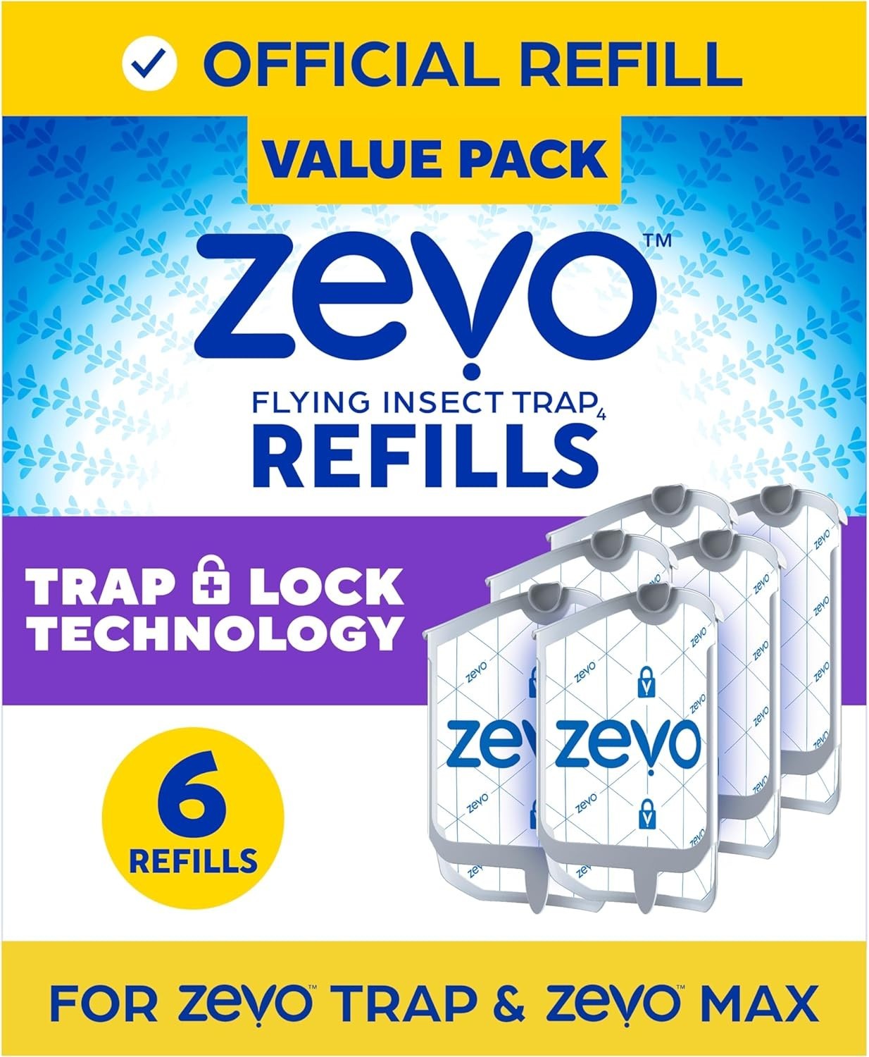 Zevo Flying Insect Trap Refill Cartridges -Easy to Use (6 Refill Cartridges)