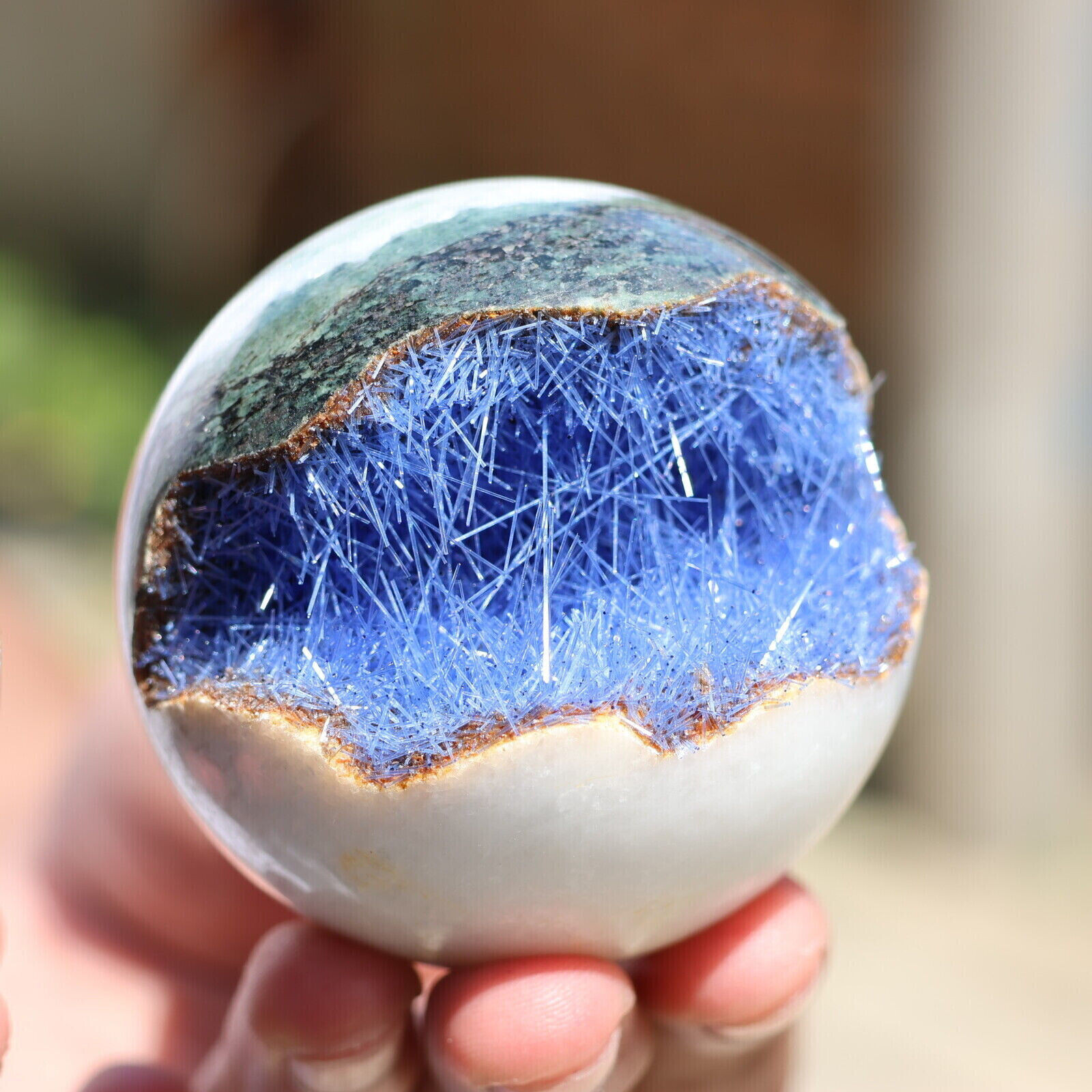 Blue Natural Goethite Crystal Quartz Energy Ore Healing Mineral Specimen