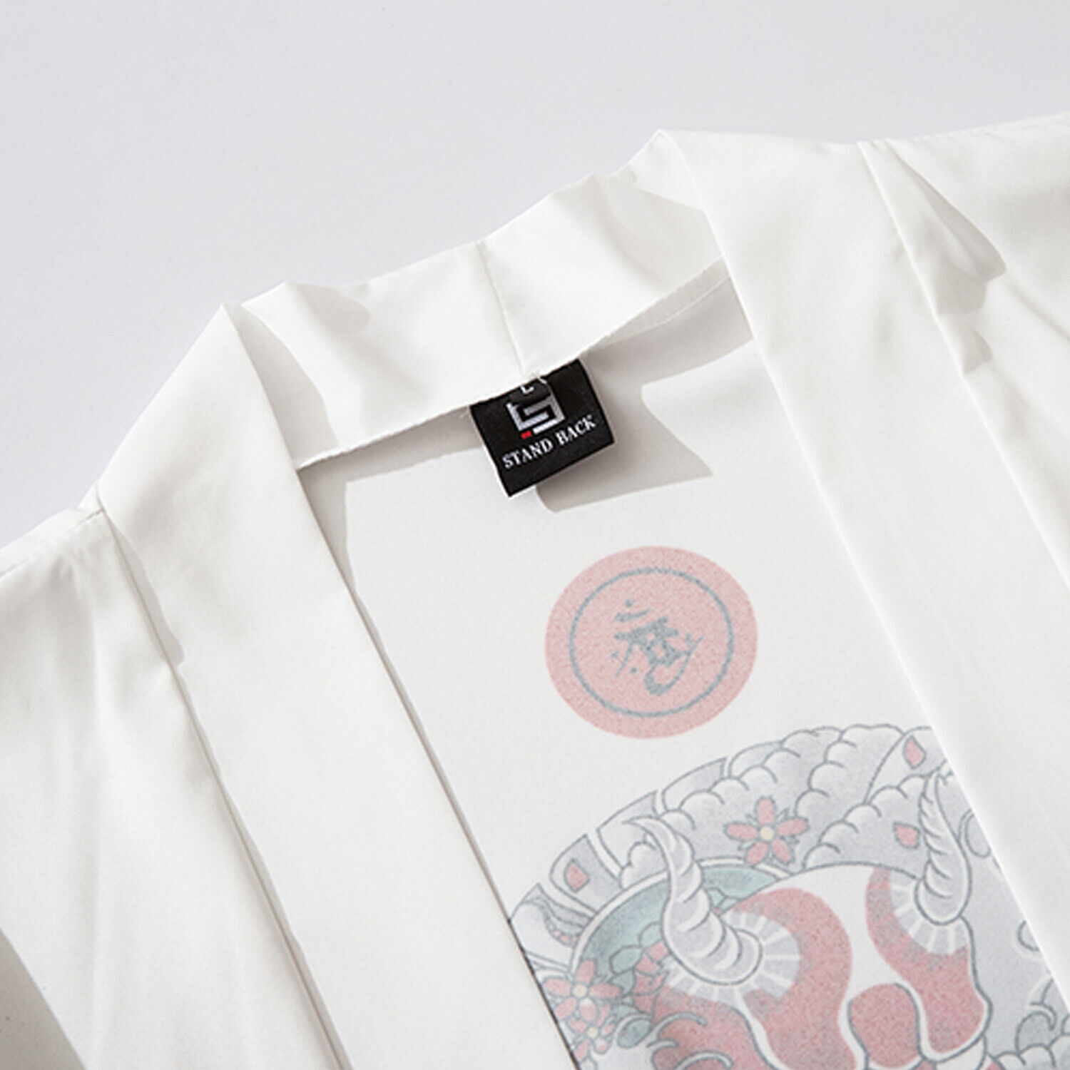 Niepce Men's Demon Mask Kimono Graphic Lightweight Harajuku T-Shirt Cardigan