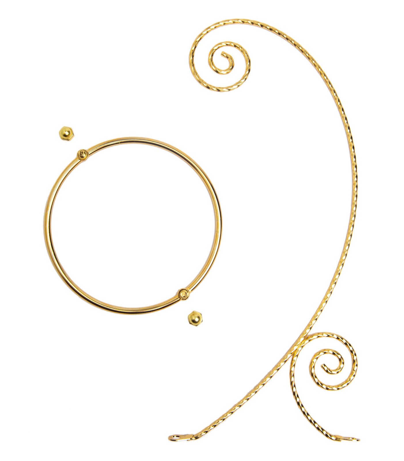 10 Inch Tall Gold Plated Brass Ornament Display Hanger Stands - 4 Pack